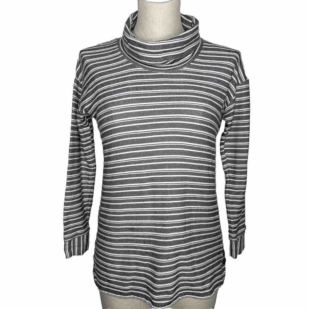 Talbots Cowl Neck Striped Top Pullover Black White Small P